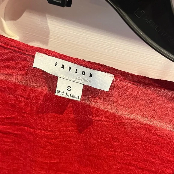 FAVLUX Vibrant Red Drape Blouse - Picture 2 of 6